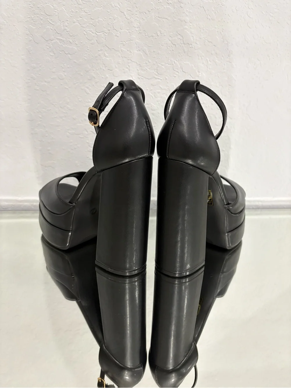 Platform Ankle-Strap Sandals - Black